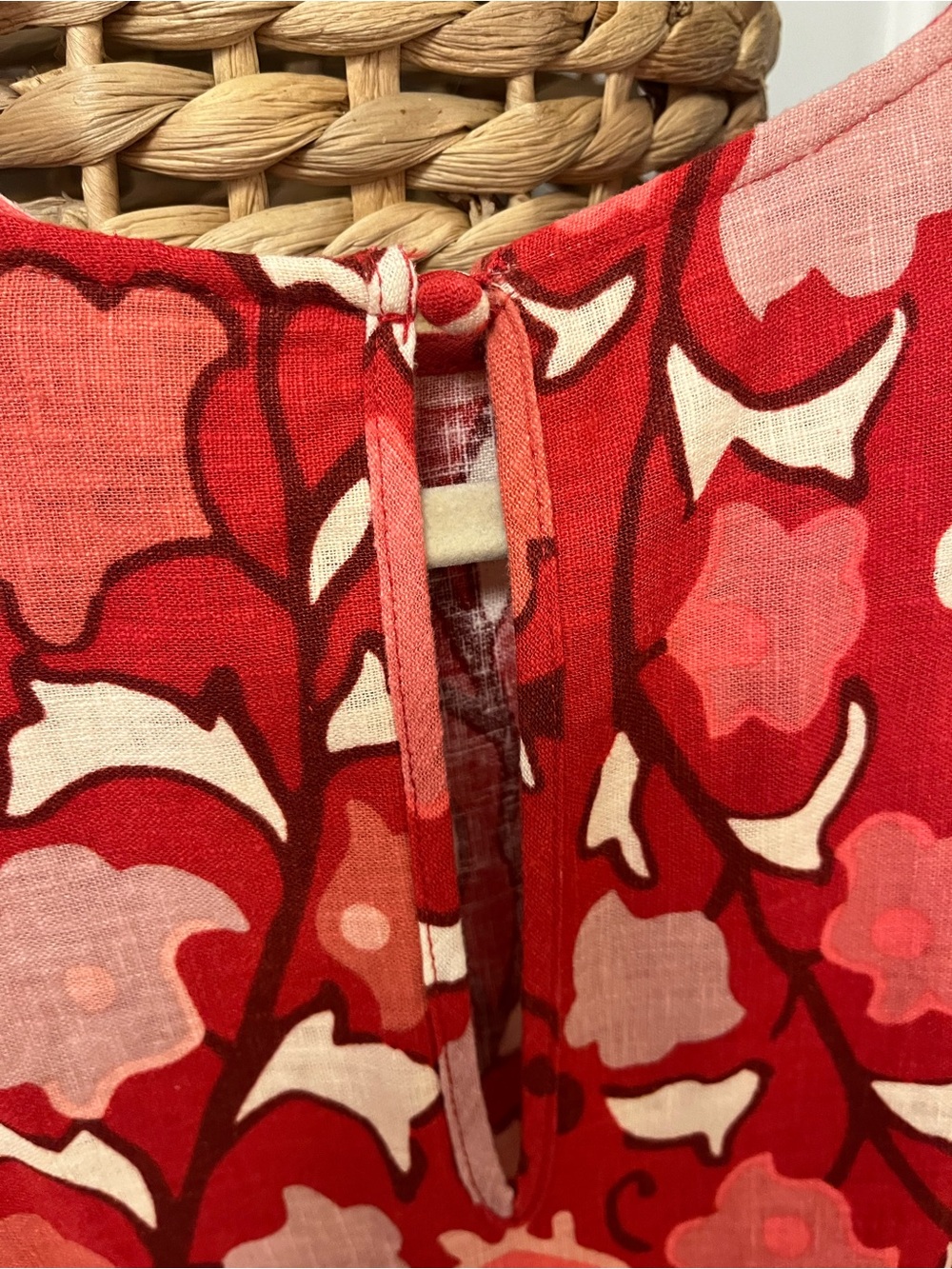 RHODE Red Floral Midi Dress with Flutter Sleeves - Picture 3 of 6